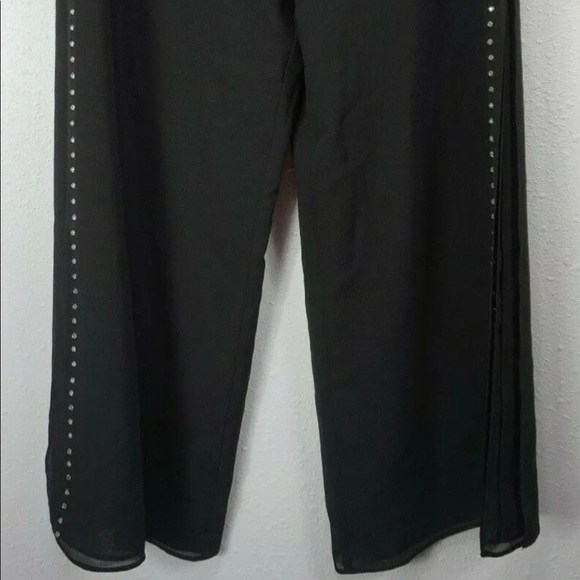 JS Collections Black Rhinestone Stud Formal Wide Leg Palazzo Gaucho Pants Sz 4 - Picture 15 of 15